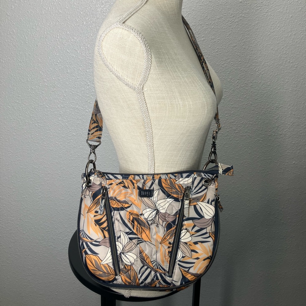 LUG Swivel Expandable Travel Crossbody Purse Multi Color Floral RFID